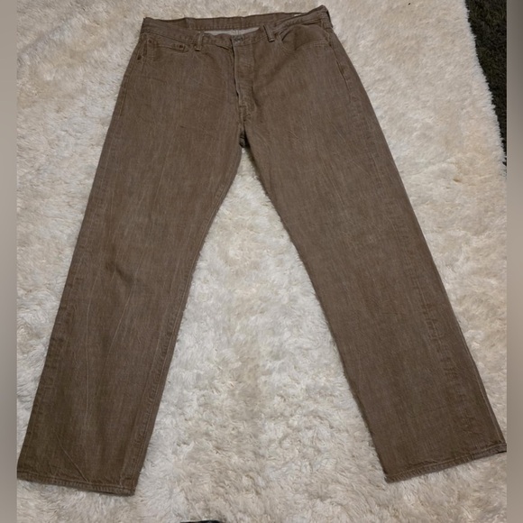 Levi's 501 Original Fit White Oak Cone Denim Brown Straight-Leg Jeans EUC - Picture 1 of 9